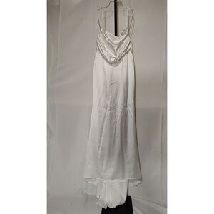 Lulu's White Satin Cowl Slip Dress